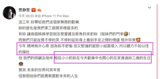 賈靜雯曬萌照為波妞慶生